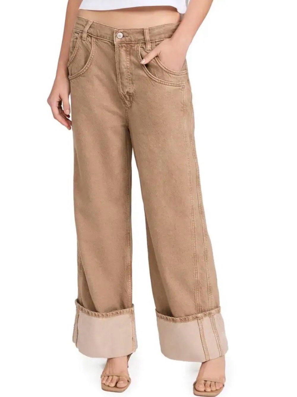 We The Free final countdown Wide-Leg Jeans in Tumbleweed with Cuffed Hem